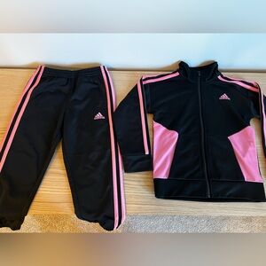 Adidas Kids Black track Set with Pink Accents